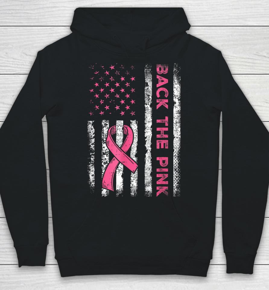 Back The Pink Ribbon Flag Breast Cancer Warrior Hoodie