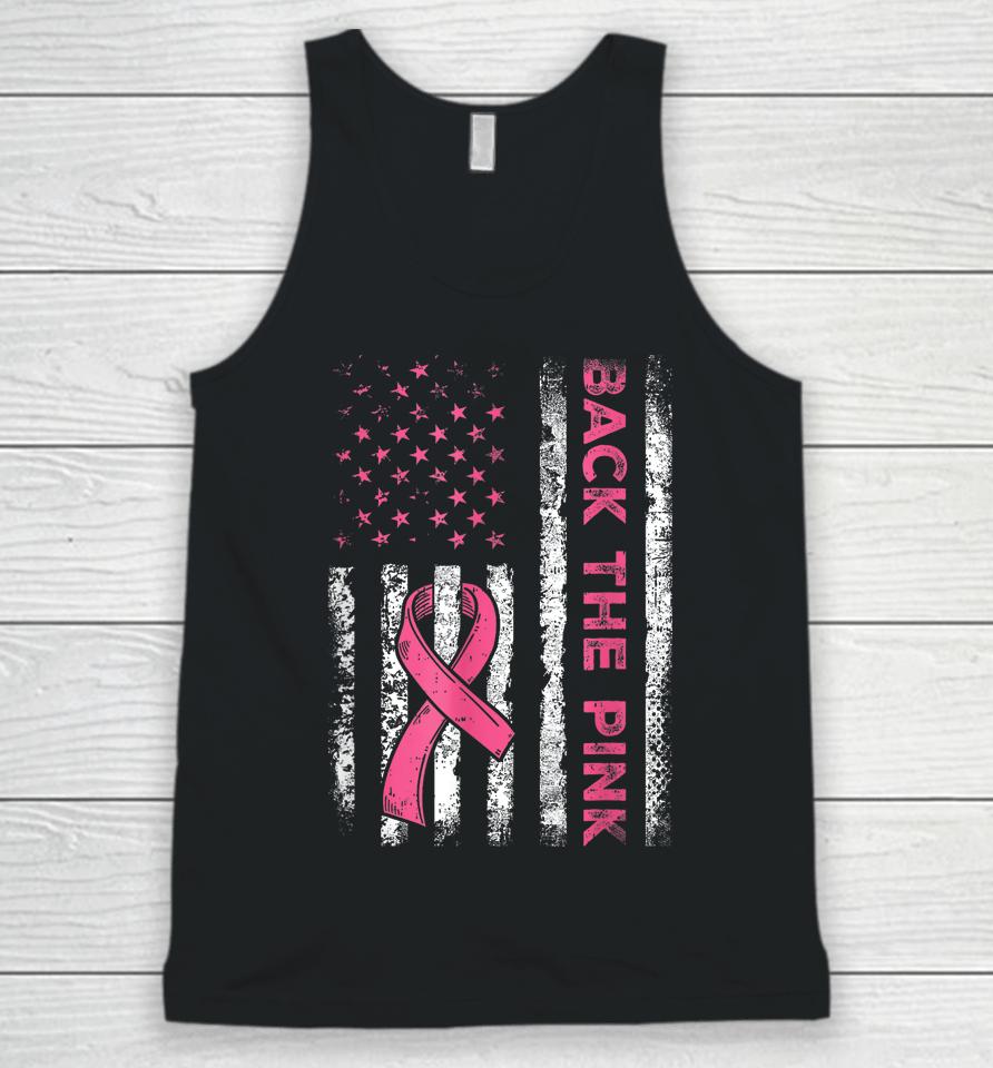 Back The Pink Ribbon Flag Breast Cancer Warrior Unisex Tank Top