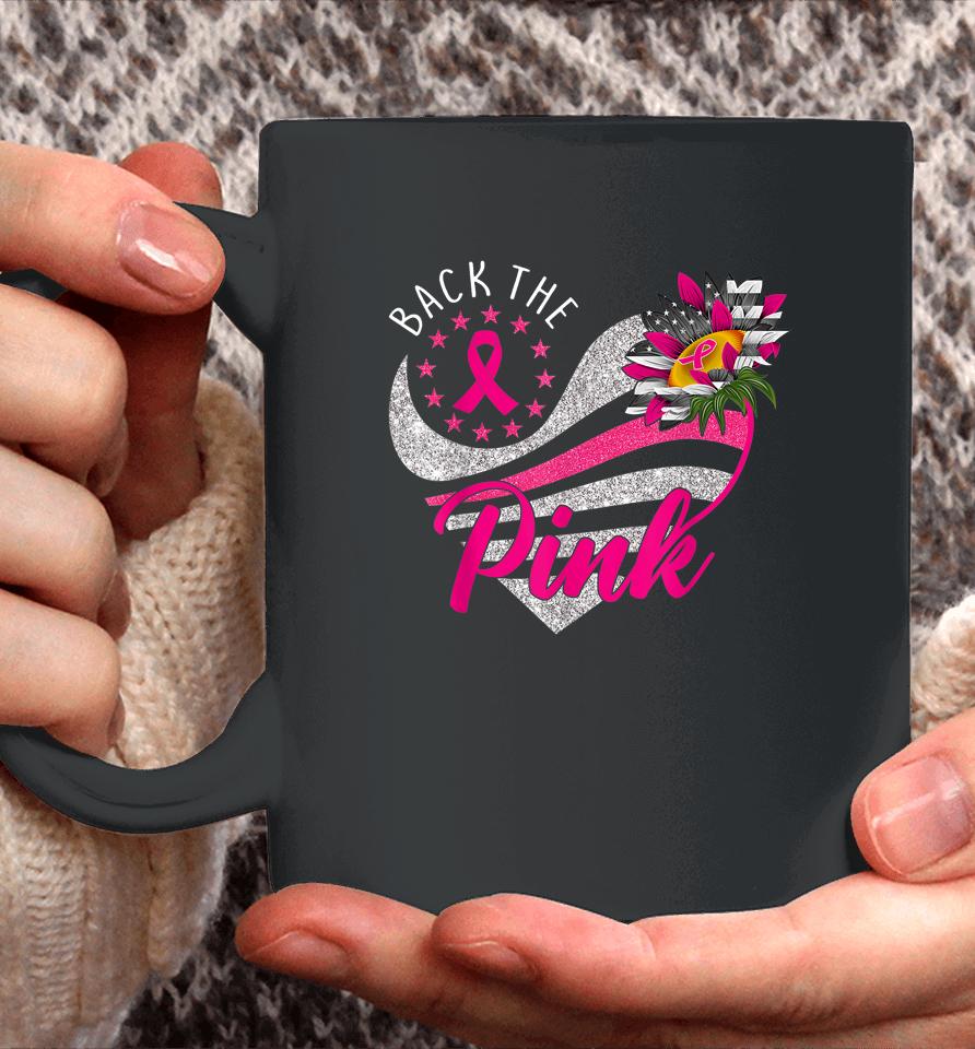 Back The Pink Ribbon Sunflower Heart Breast Cancer Awareness Coffee Mug
