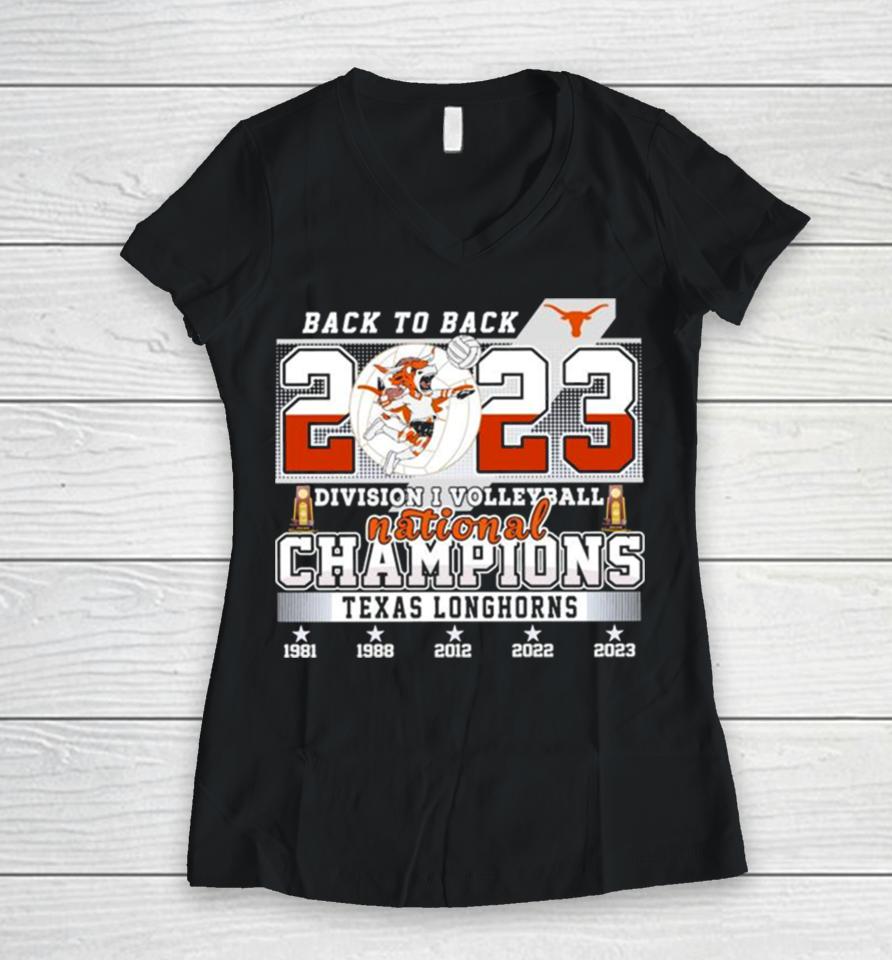 Back To Back 2023 Ncaa Division I Volleyball National Champions Texas Longhorns Women V-Neck T-Shirt