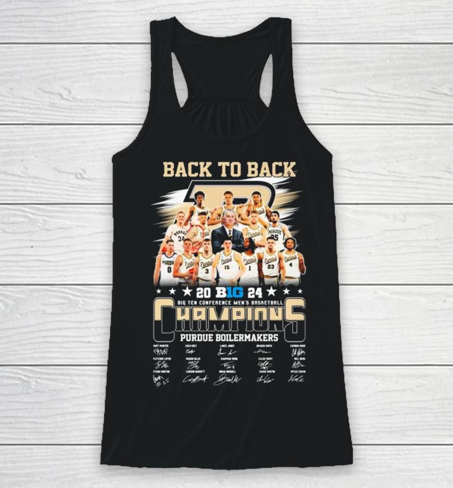 Back To Back 2024 Big Ten Conference Men’s Basketball Champions Purdue Boilermakers Signatures Racerback Tank