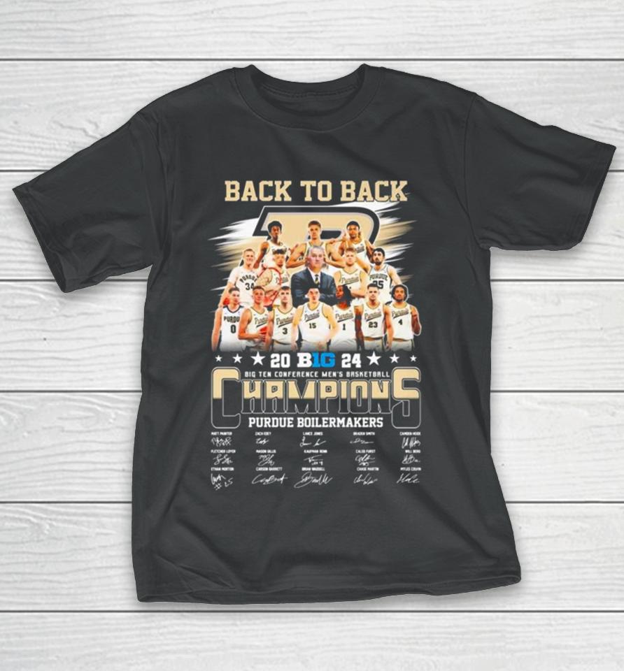 Back To Back 2024 Big Ten Conference Men’s Basketball Champions Purdue Boilermakers Signatures T-Shirt