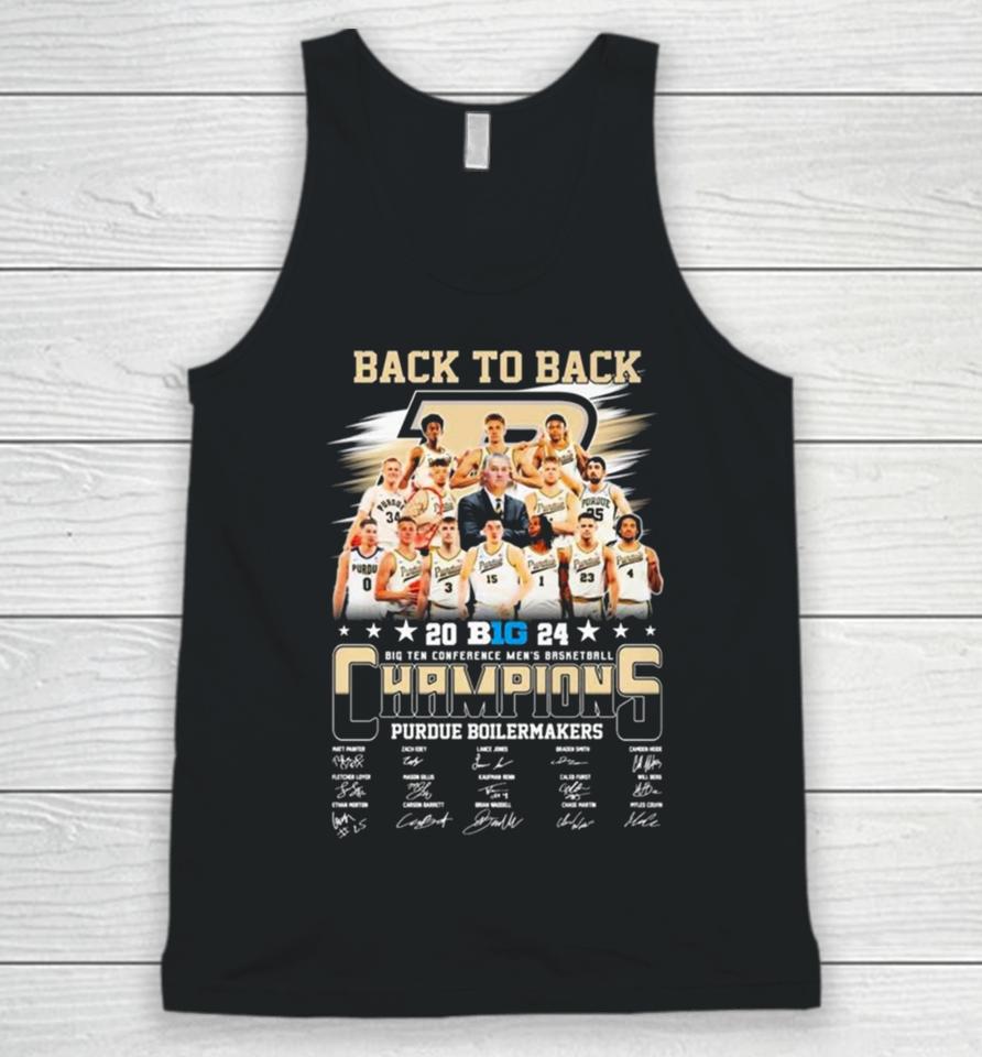 Back To Back 2024 Big Ten Conference Men’s Basketball Champions Purdue Boilermakers Signatures Unisex Tank Top