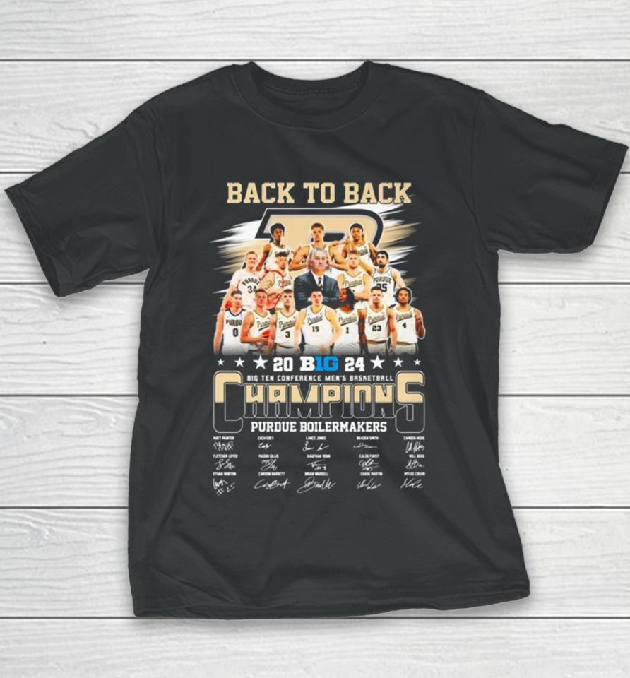 Back To Back 2024 Big Ten Conference Men’s Basketball Champions Purdue Boilermakers Signatures Youth T-Shirt