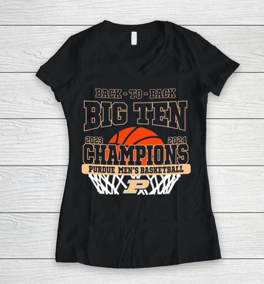 Back To Back Big Ten Champions Purdue Boilermakers Basketball Women V-Neck T-Shirt
