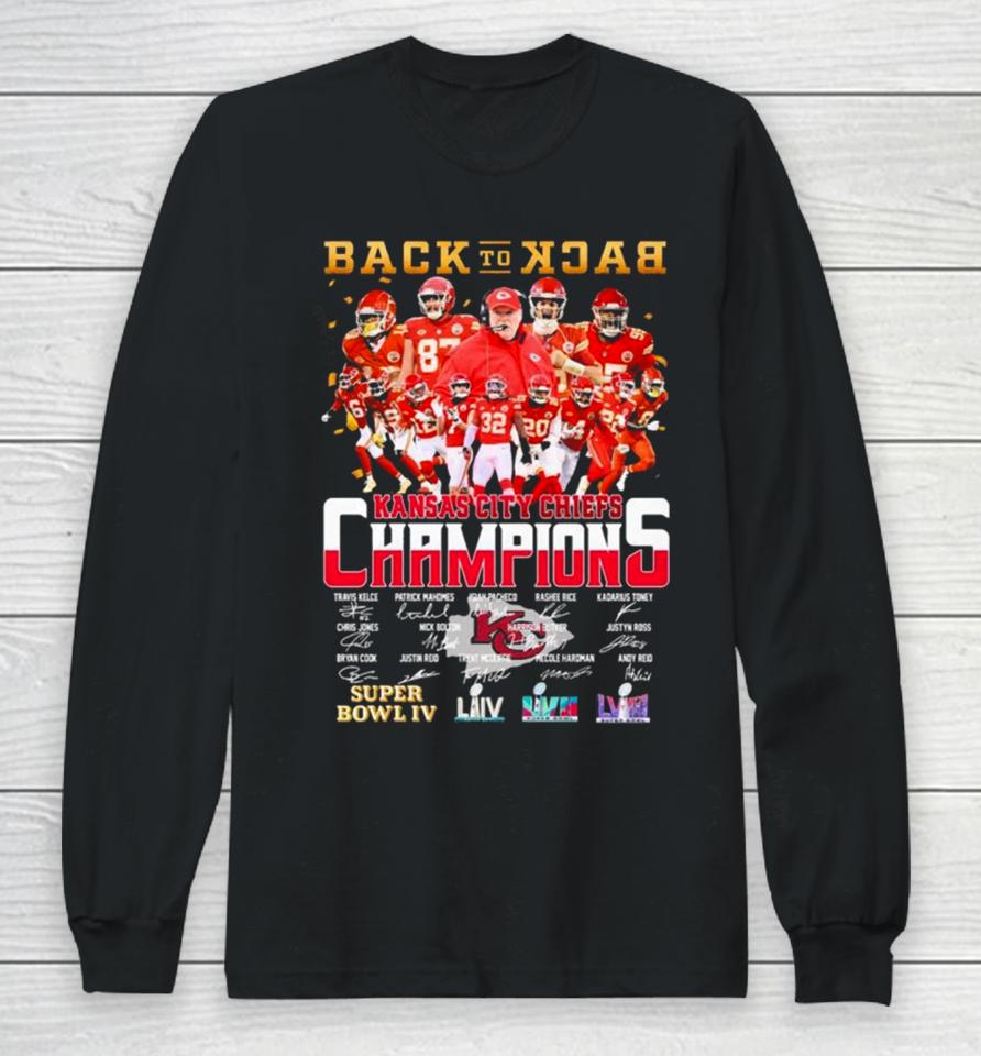 Back To Back Super Bowl Champions Kansas City Chiefs Super Bowl Lviii Lvii Long Sleeve T-Shirt