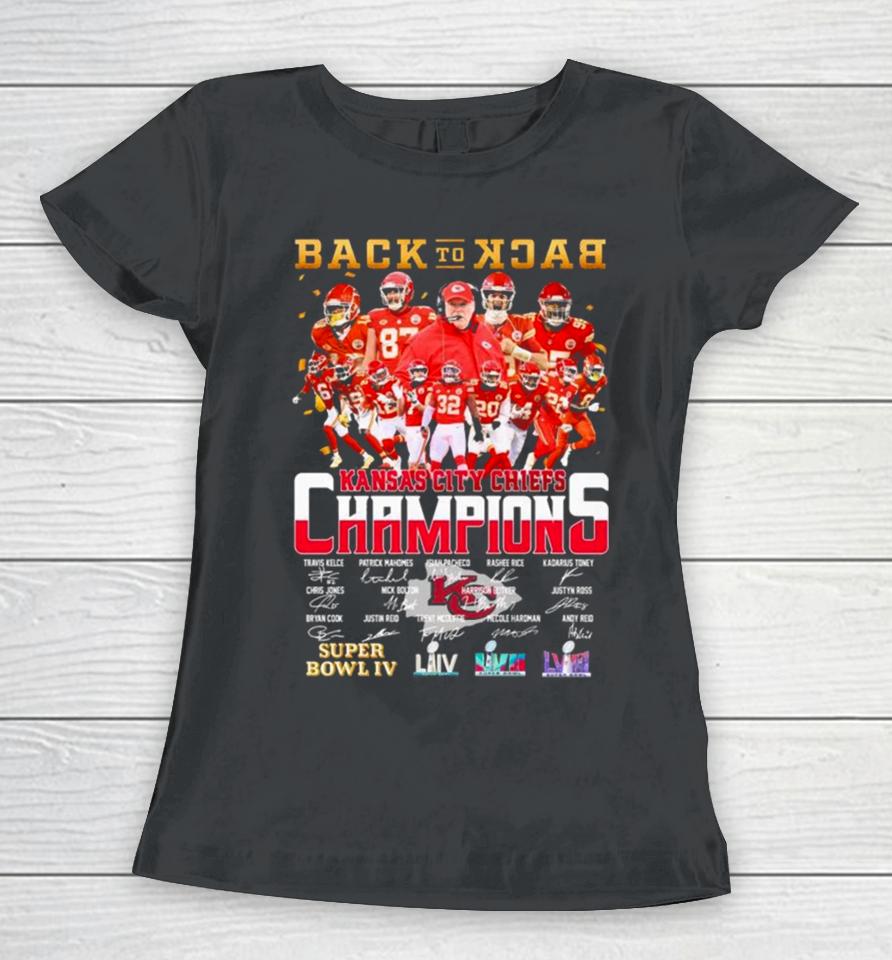 Back To Back Super Bowl Champions Kansas City Chiefs Super Bowl Lviii Lvii Women T-Shirt