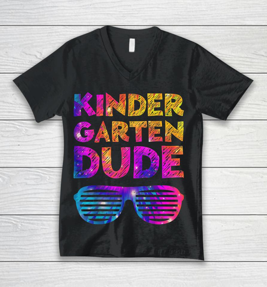 Back To School Funny Kindergarten Dude Tie Dye First Day Unisex V-Neck T-Shirt