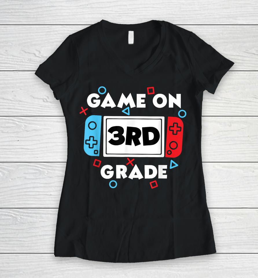 Back To School Game On 3Rd Grade Women V-Neck T-Shirt
