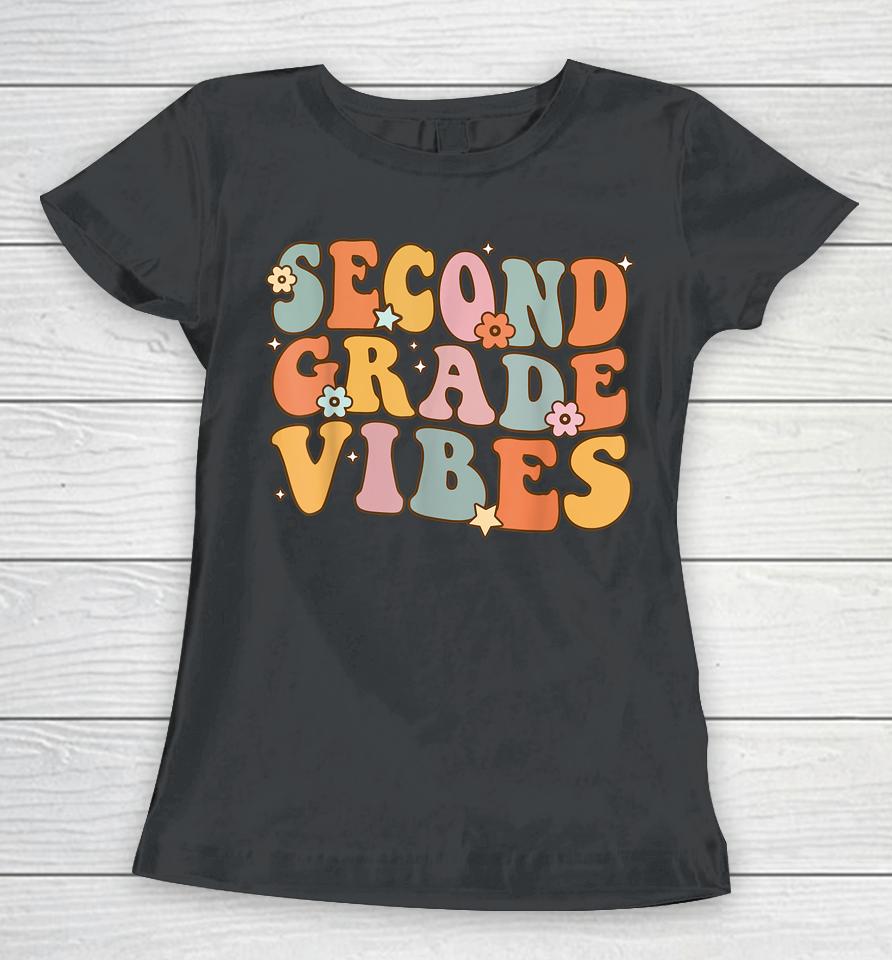 Back To School Second Grade Vibes Student Teacher Retro Women T-Shirt