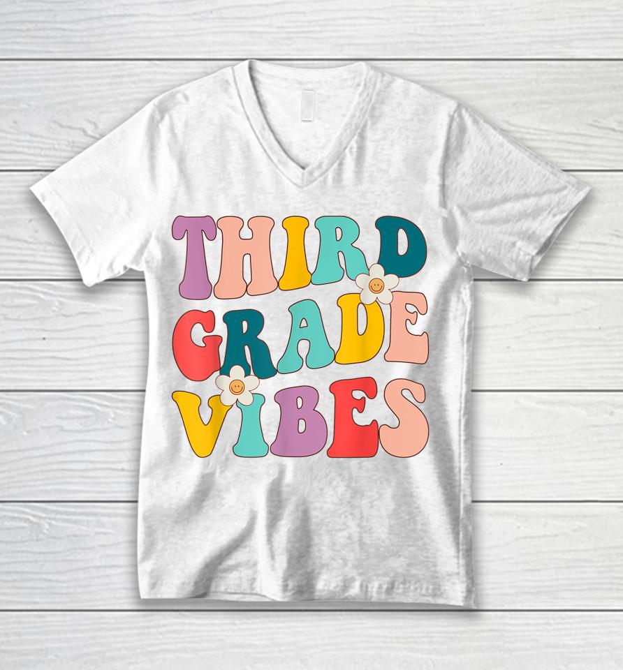 Back To School Shirt For Teacher Students Third Grade Vibes Unisex V-Neck T-Shirt
