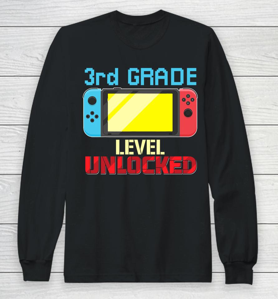 Back To School Video Gamer 3Rd Grade Level Unlocked Boys Kid Long Sleeve T-Shirt