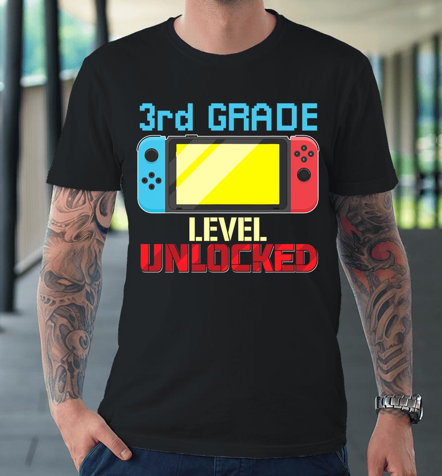 Back To School Video Gamer 3Rd Grade Level Unlocked Boys Kid Premium T-Shirt