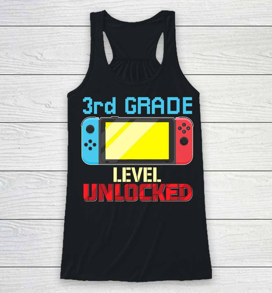 Back To School Video Gamer 3Rd Grade Level Unlocked Boys Kid Racerback Tank