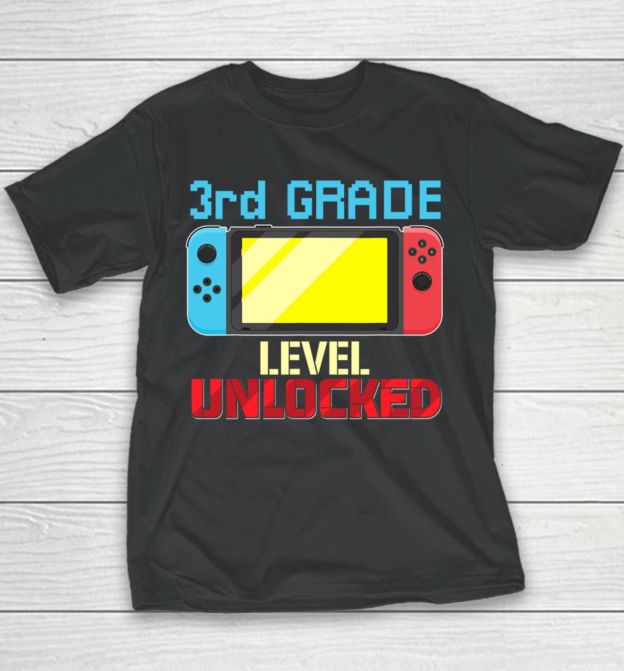 Back To School Video Gamer 3Rd Grade Level Unlocked Boys Kid Youth T-Shirt
