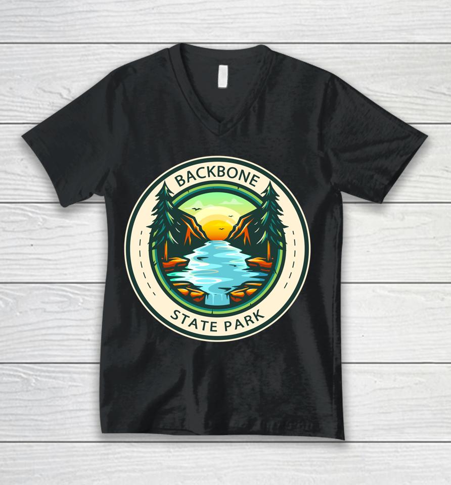 Backbone State Park Iowa Badge Vintage Unisex V-Neck T-Shirt