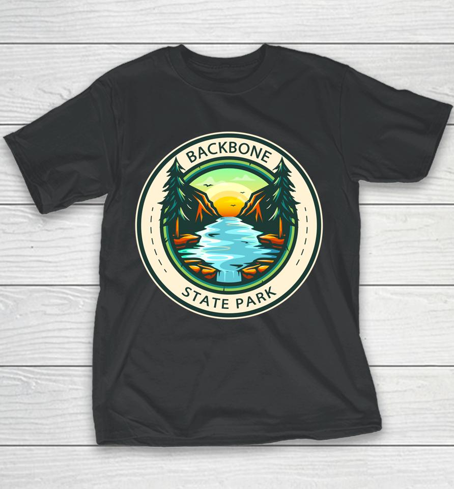Backbone State Park Iowa Badge Vintage Youth T-Shirt