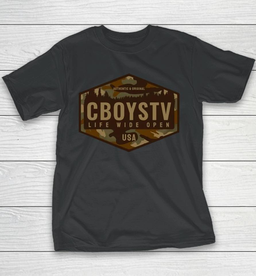 Backwoods Cboystv Life Wide Open Logo Youth T-Shirt