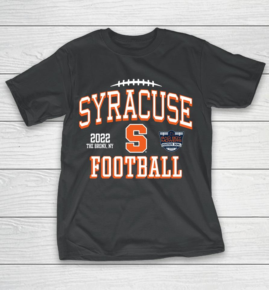 Bad Boy Mowers 2022 Syracuse Orange Pinstripe Bowl Black T-Shirt