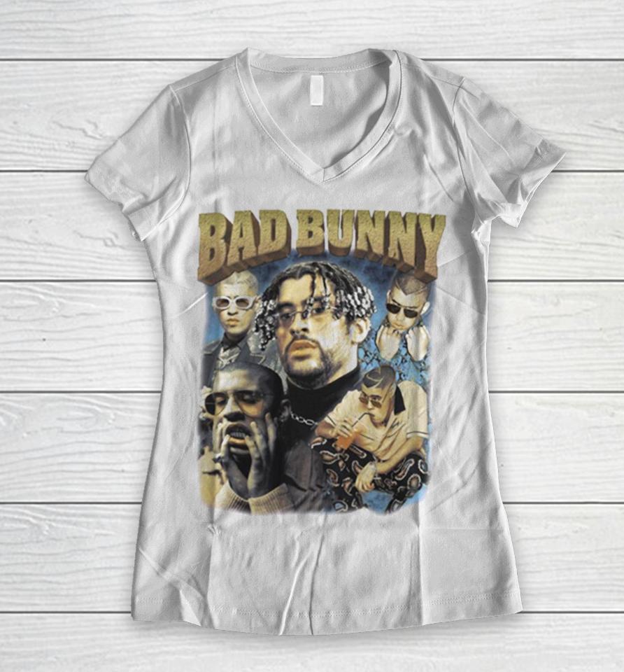 Bad Bunny Rap Hip Hop Vintage Retro Women V-Neck T-Shirt