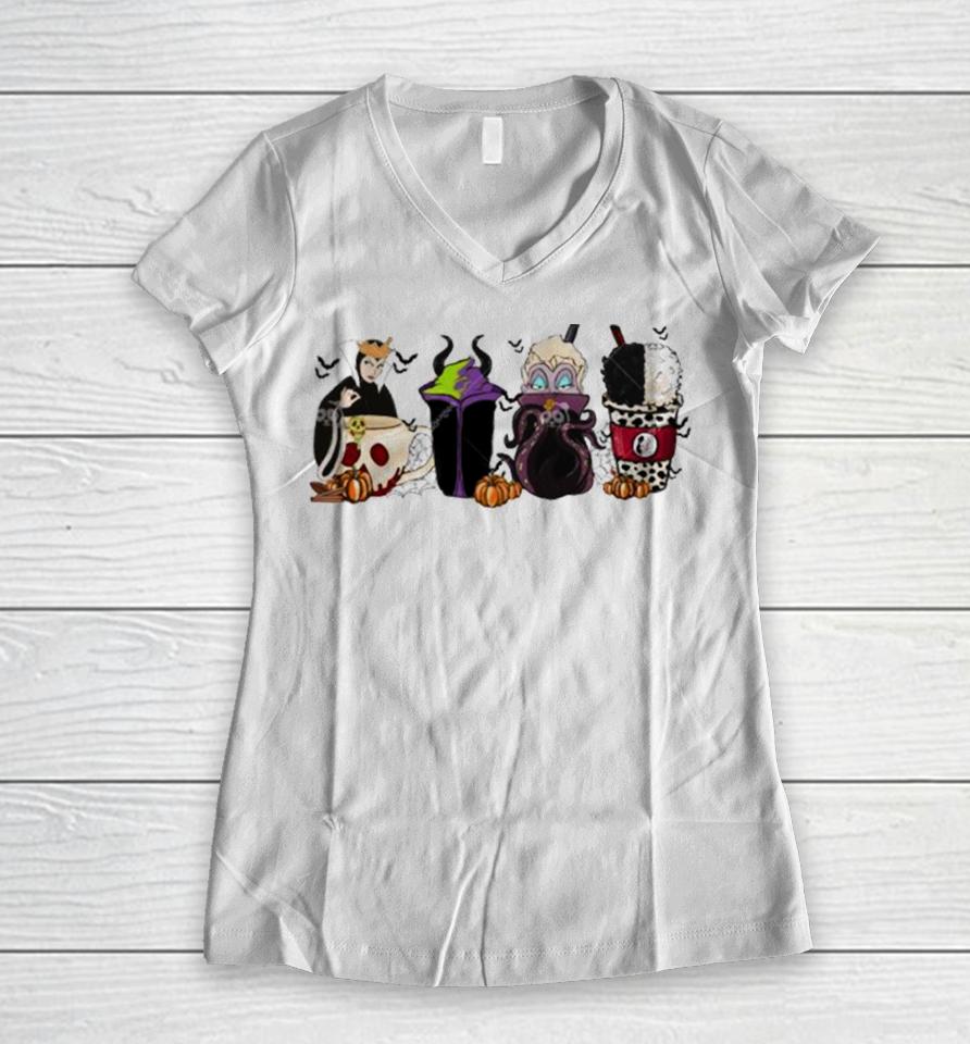 Bad Witches Bad Girl Witch Coffee Halloween 2023 Women V-Neck T-Shirt