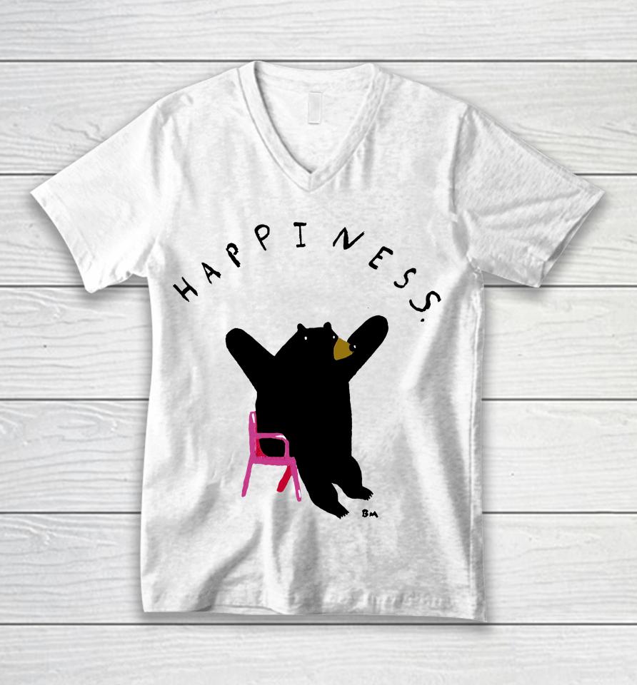 Badly Drawn Bears Happiness Bears Bm Unisex V-Neck T-Shirt