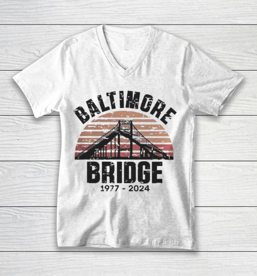 Baltimore Bridge Collapse Stay Strong Francis Scott Key 1977 2024 Vintage Unisex V-Neck T-Shirt