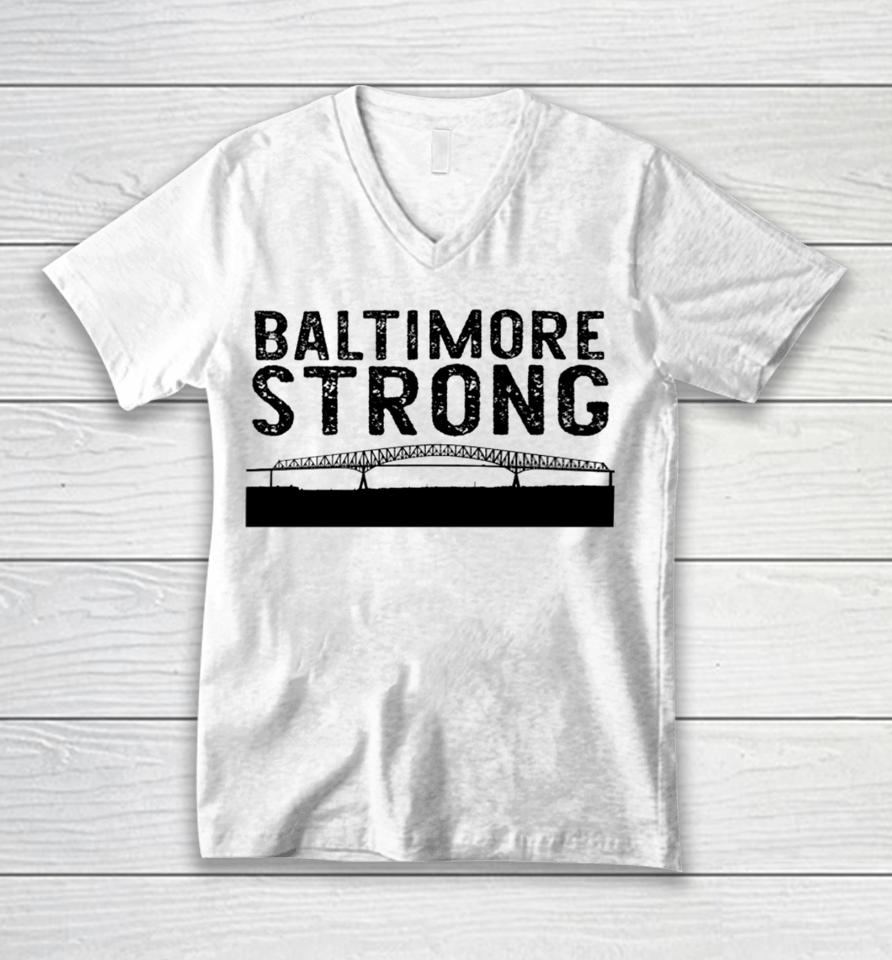 Baltimore Key Bridge Stay Strong Unisex V-Neck T-Shirt
