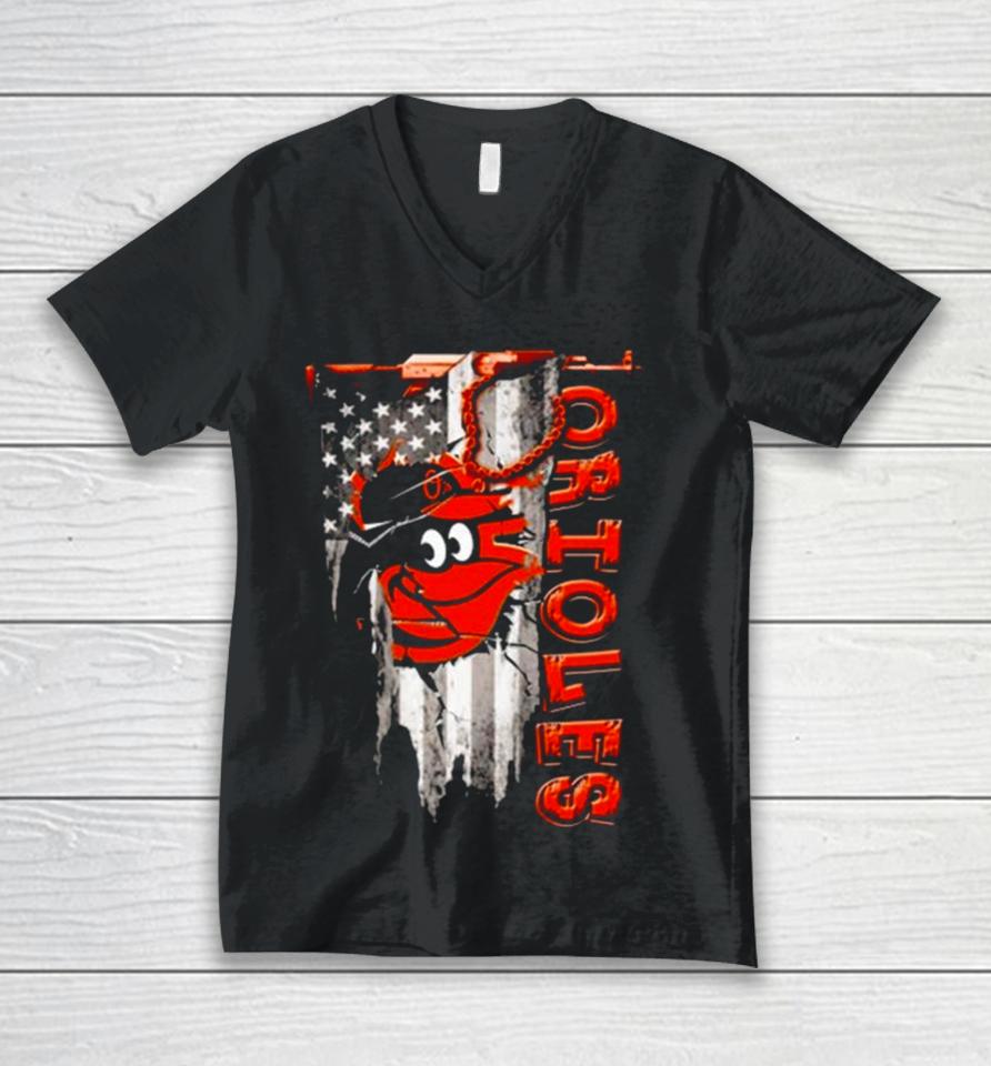 Baltimore Orioles Inside Usa Flag 2023 Unisex V-Neck T-Shirt