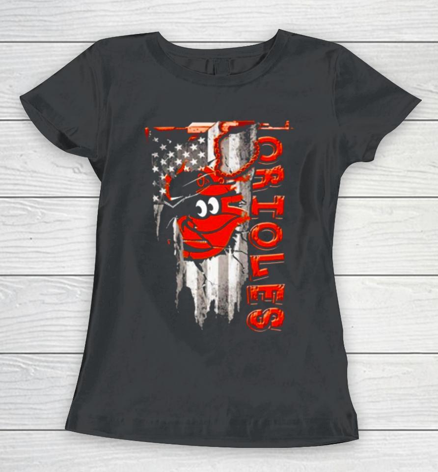 Baltimore Orioles Inside Usa Flag 2023 Women T-Shirt