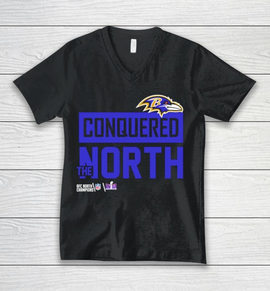 Baltimore Ravens 2024 Conquered The North Unisex V-Neck T-Shirt