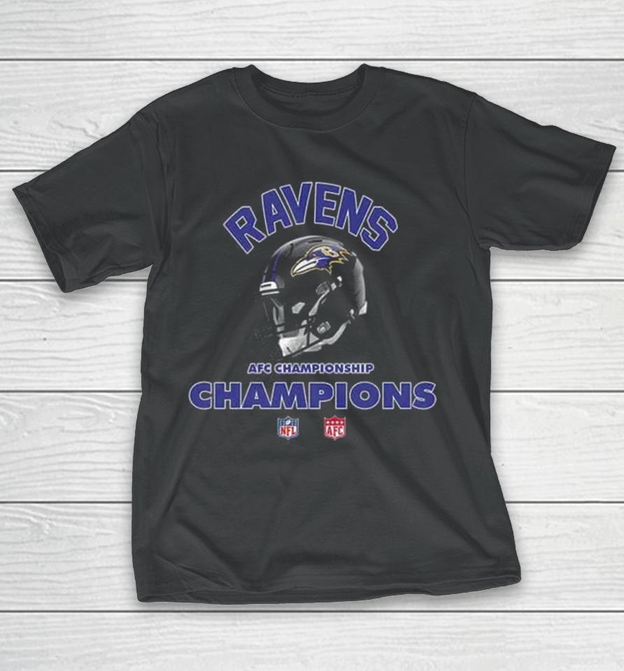 Baltimore Ravens Afc Championship Season 2023 2024 Nfl Super Bowl Lvii Merchandise Helmet Winners T-Shirt