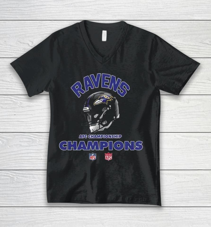 Baltimore Ravens Afc Championship Season 2023 2024 Nfl Super Bowl Lvii Merchandise Helmet Winners Unisex V-Neck T-Shirt