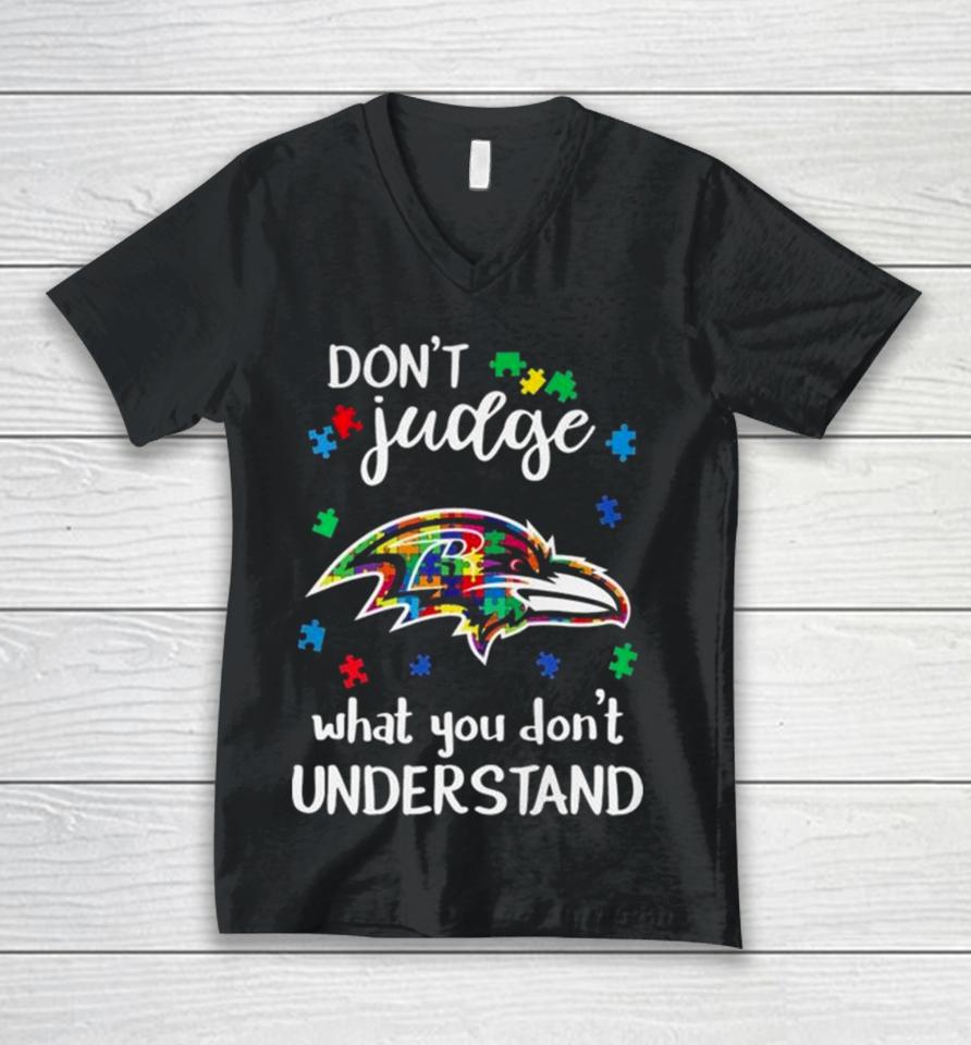 Baltimore Ravens Autism Don’t Judge What You Don’t Understand Unisex V-Neck T-Shirt