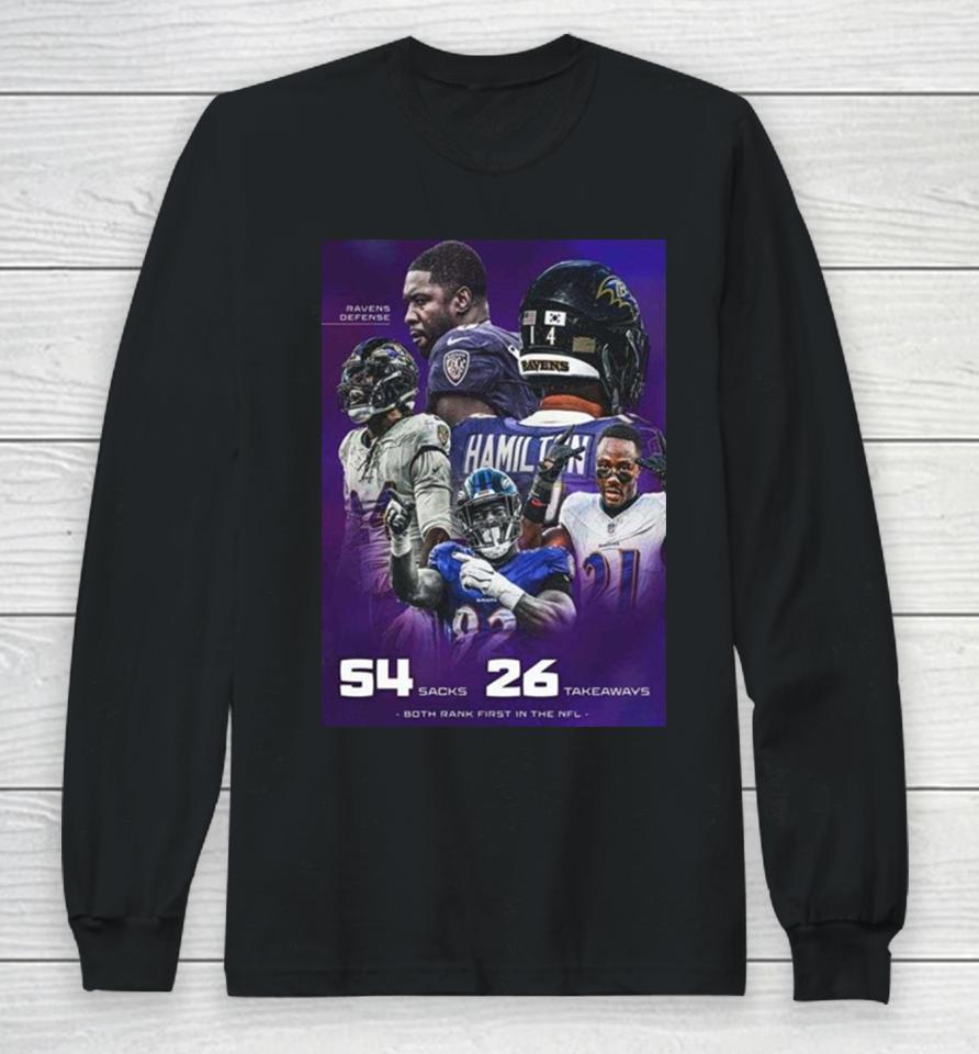 Baltimore Ravens Defense Both Rank First In The Nfl 2023 Season Long Sleeve T-Shirt