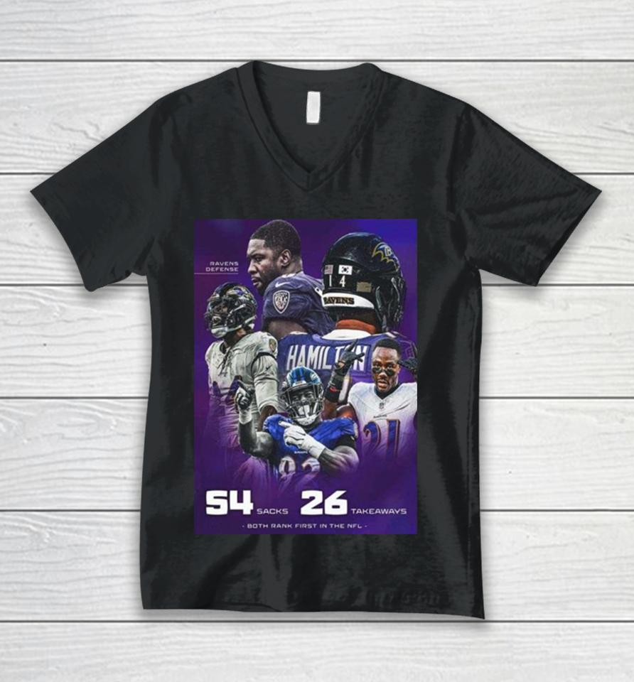 Baltimore Ravens Defense Both Rank First In The Nfl 2023 Season Unisex V-Neck T-Shirt