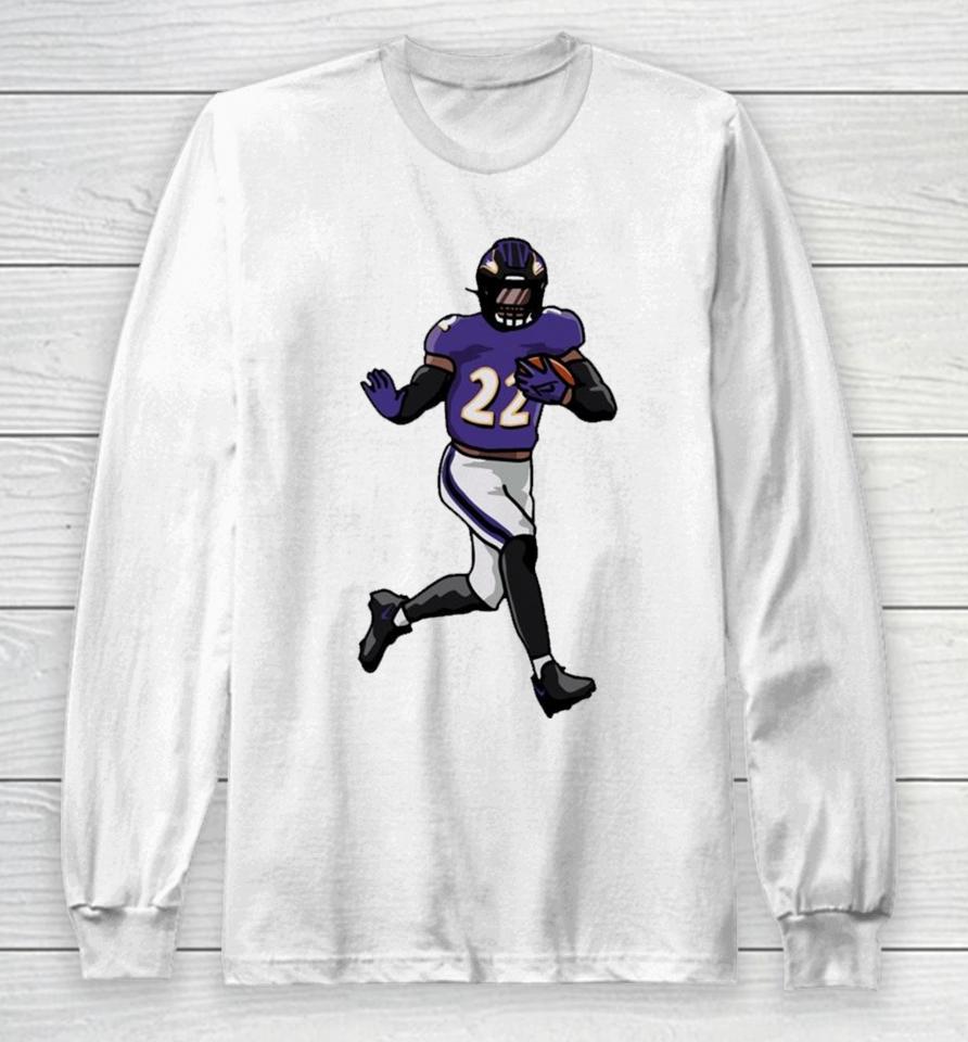 Baltimore Ravens Derrick Henry Running Holding Ball Long Sleeve T-Shirt