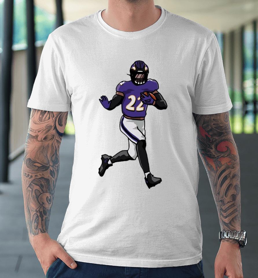 Baltimore Ravens Derrick Henry Running Holding Ball Premium T-Shirt
