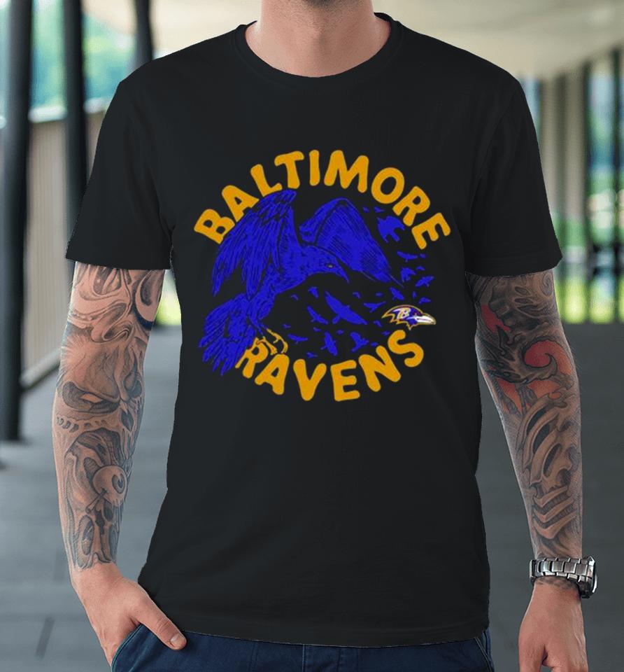 Baltimore Ravens Powerful Ravens Mascot Premium T-Shirt