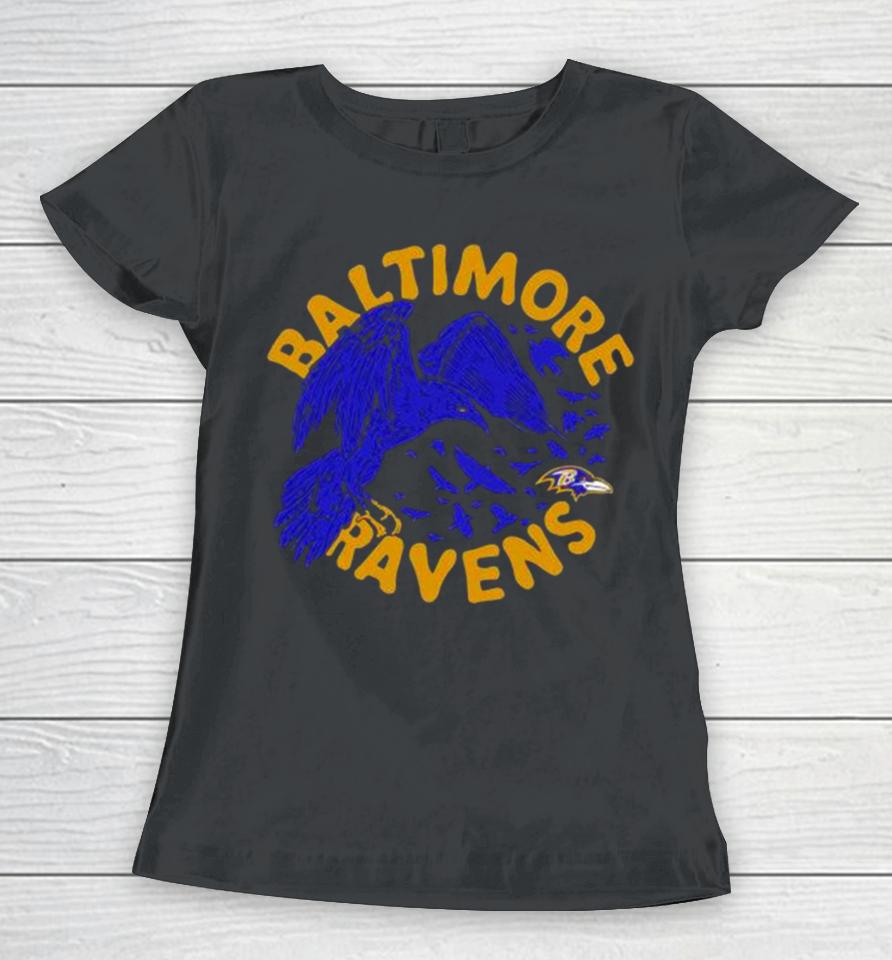 Baltimore Ravens Powerful Ravens Mascot Women T-Shirt