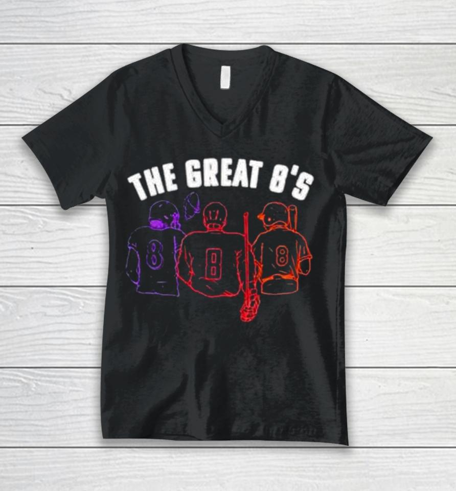 Baltimore Ravens The Great 8’S Unisex V-Neck T-Shirt
