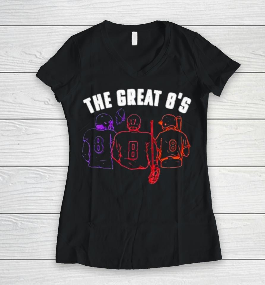 Baltimore Ravens The Great 8’S Women V-Neck T-Shirt