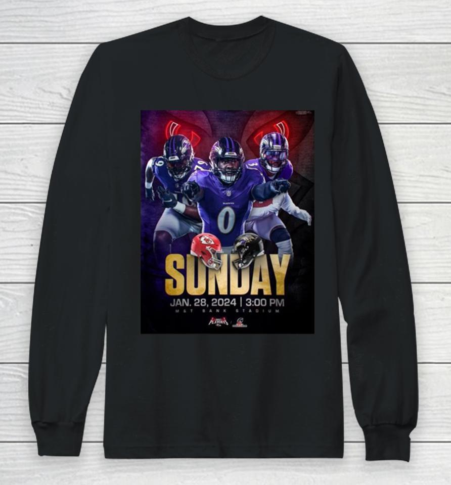Baltimore Ravens Versus Kansas City Chiefs Afc Championship Nfl Playoffs Jan 28Th 2024 Long Sleeve T-Shirt