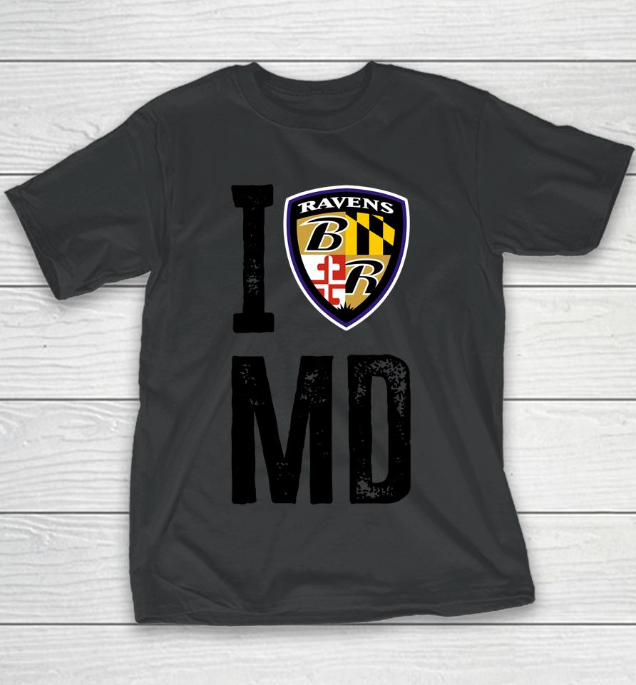 Baltimore Ravens White I Heart Md Youth T-Shirt