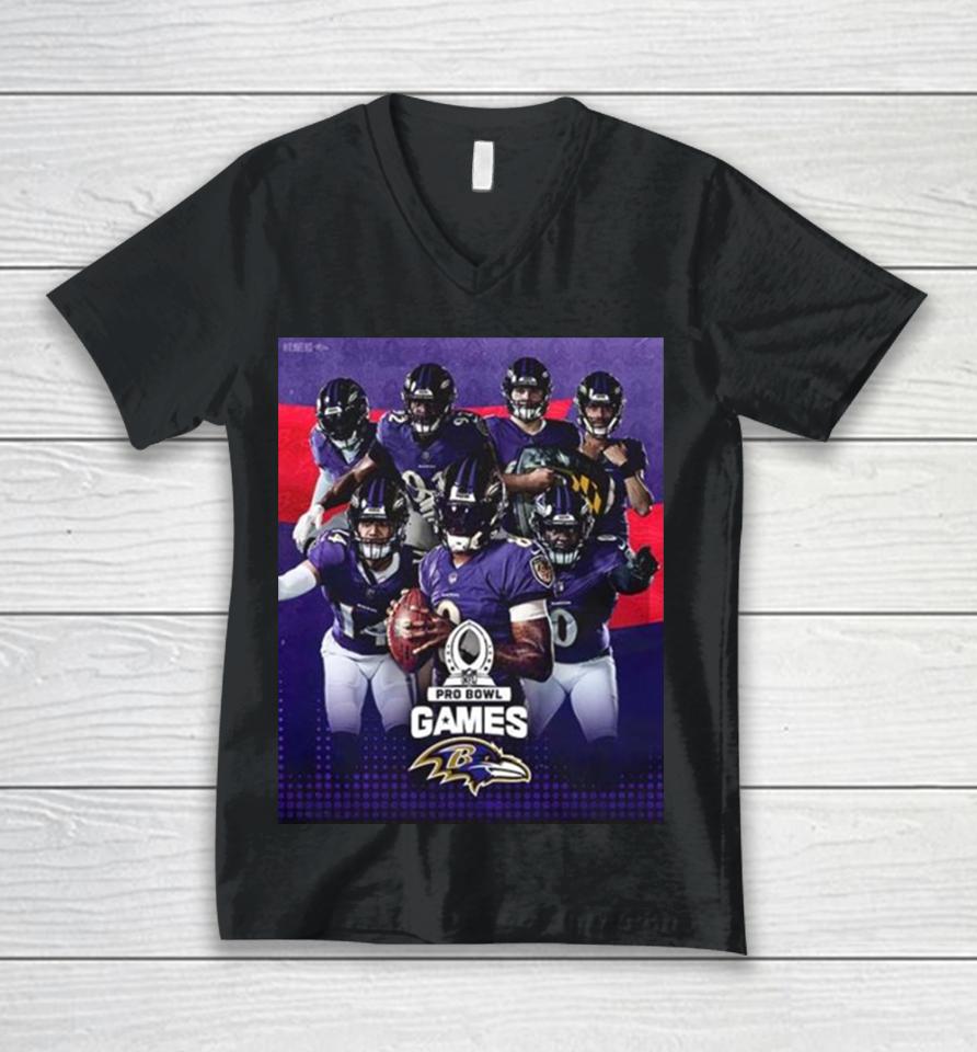 Baltimore Ravens Your Ravens Pro Bowlers Team Up 2024 Nfl Pro Bowl Games Unisex V-Neck T-Shirt