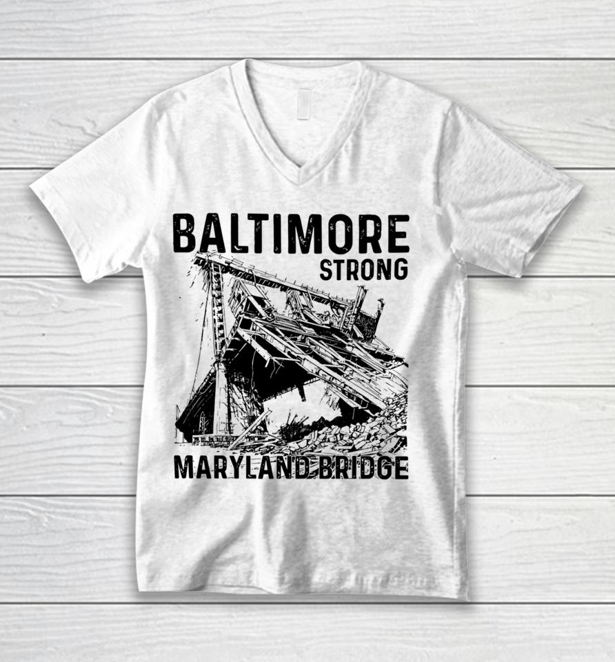 Baltimore Strong Maryland Bridge Vintage Unisex V-Neck T-Shirt