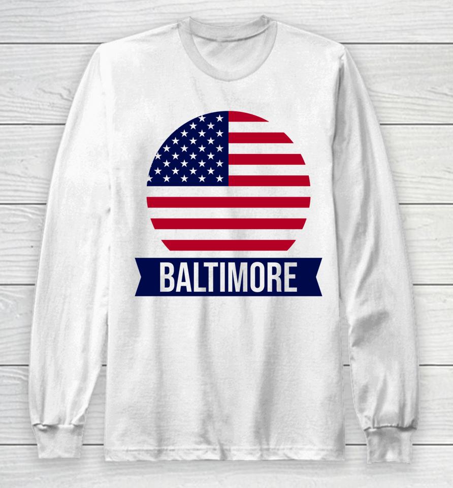 Baltimore Usa Flag Long Sleeve T-Shirt