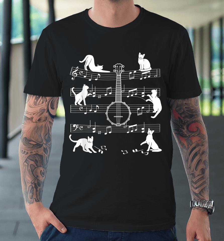 Banjo Cats For Cat Loving Banjo Player Premium T-Shirt