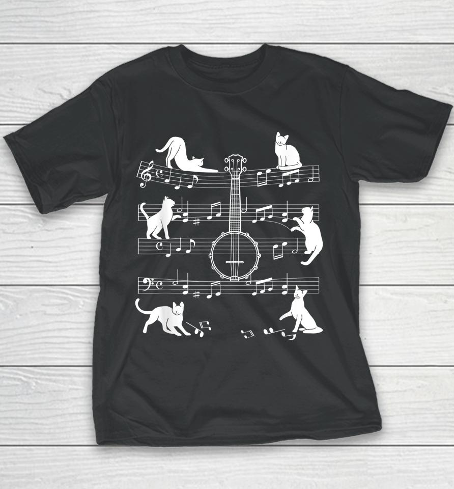 Banjo Cats For Cat Loving Banjo Player Youth T-Shirt