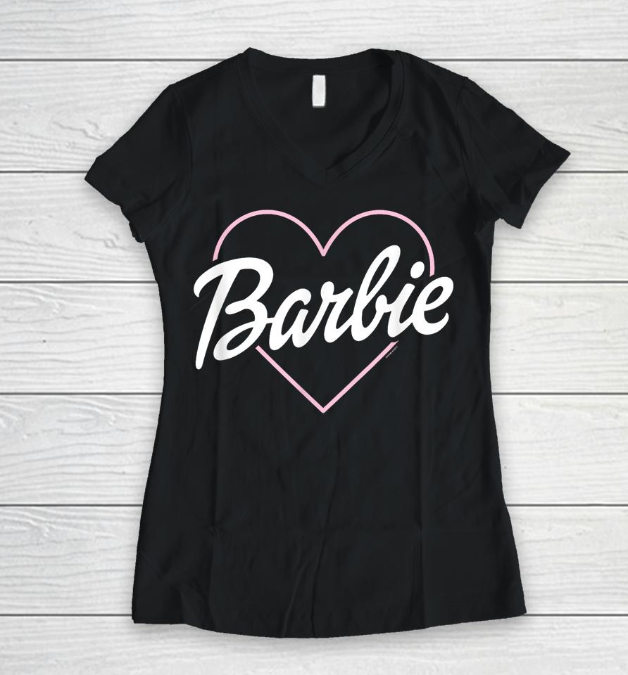 Barbie - Logo Heart Women V-Neck T-Shirt